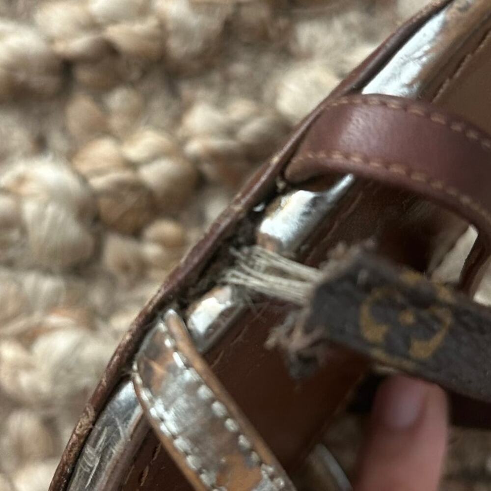 Louis Vuitton Sandals 41/US11 Brown Gold Monogram Strappy READ Repair Project - Picture 4 of 16